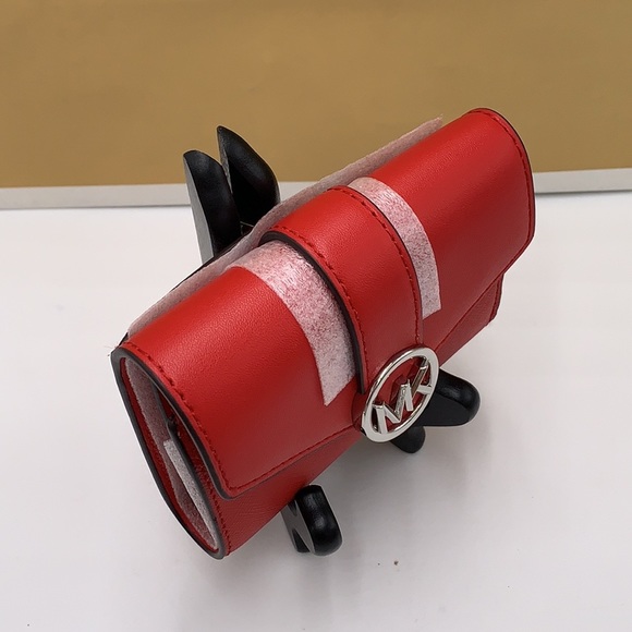 MICHAEL KORS CARMEN MEDIUM LOGO AND FAUX LEATHER WALLET BRIGHT RED NWT - Picture 8 of 12